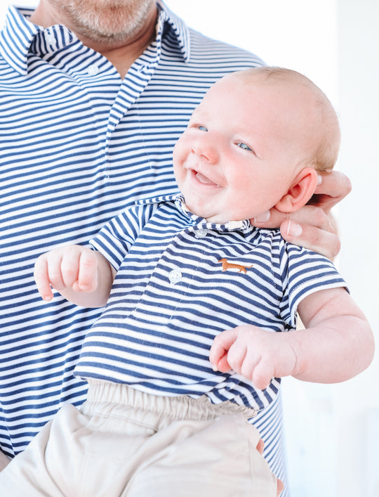 Navy Stripe Infant Bud Polo Onesie