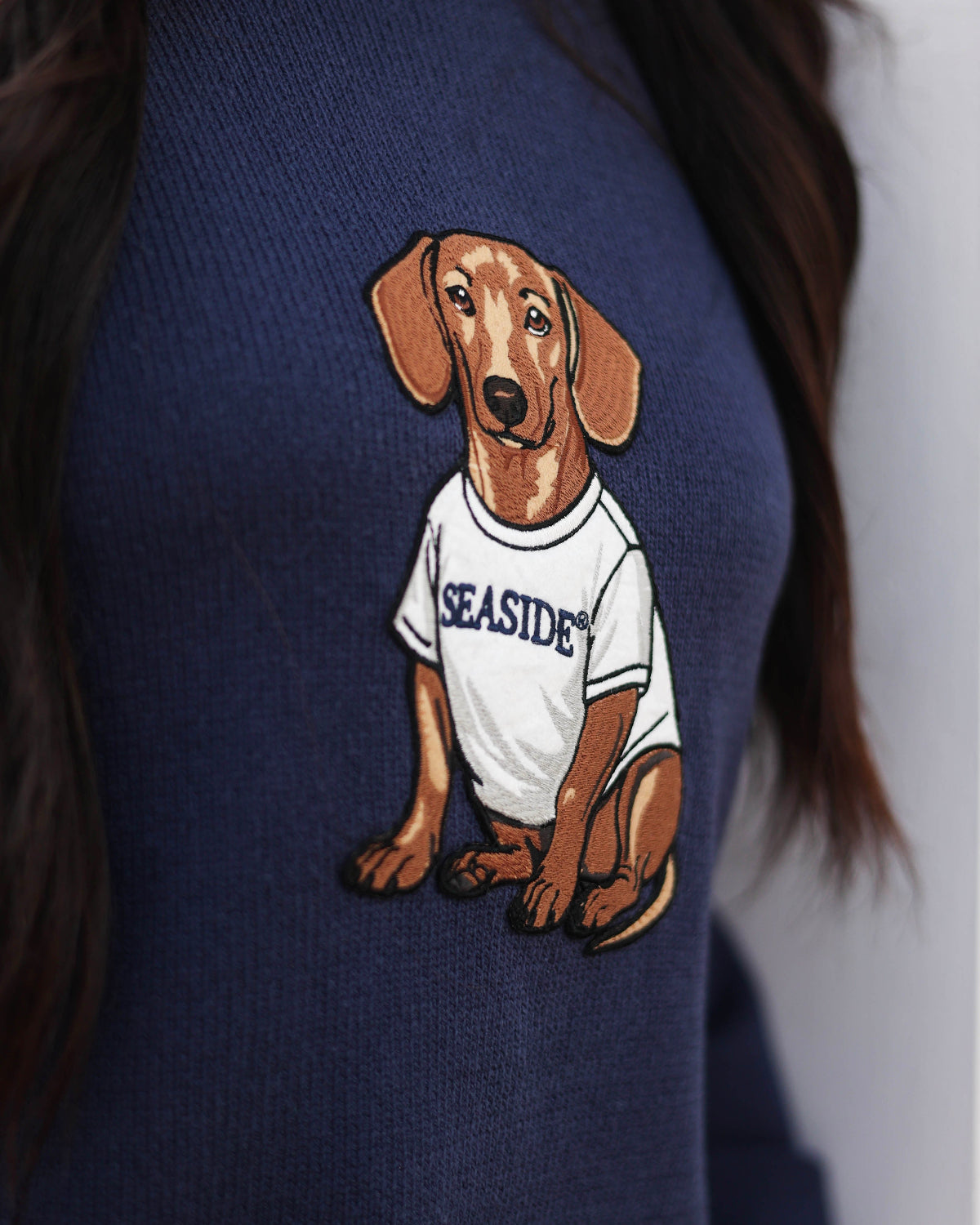 Navy Bud the Dachshund Patch Sweater The Seaside Style 30a