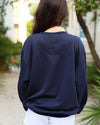 Navy Chenille Seaside Sweatshirt with back stitching 