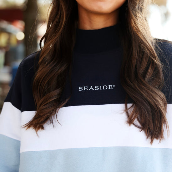 Navy Color Block Seaside Mock Neck The Seaside Style 30A Navy 