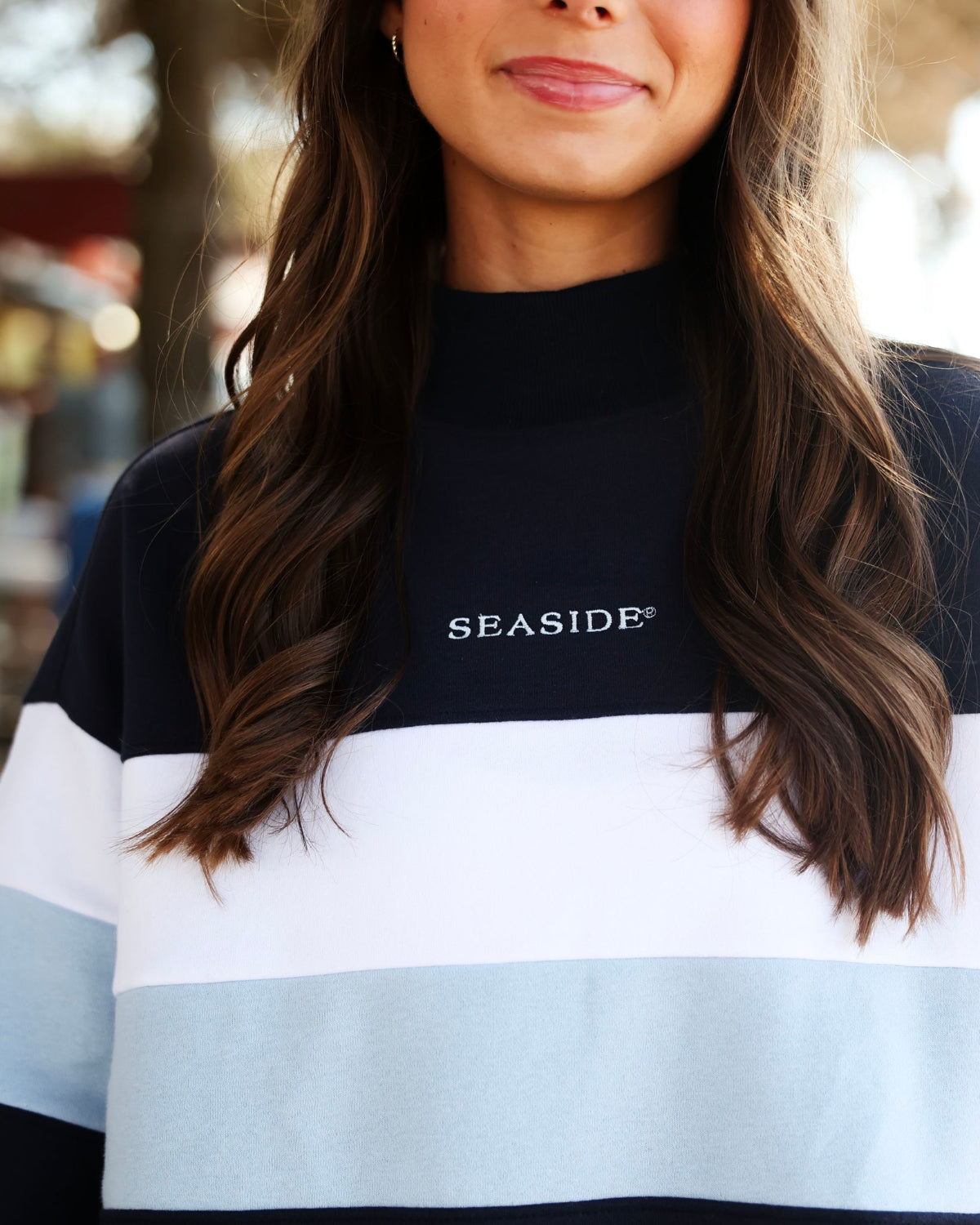 Navy Color Block Seaside Mock Neck The Seaside Style 30A Navy 