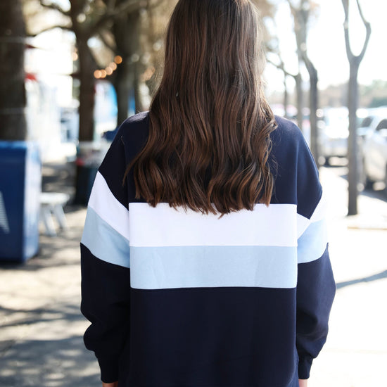 Navy Color Block Seaside Mock Neck The Seaside Style 30A Navy 
