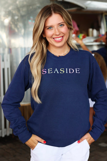 Navy Blue Colors of Seaside Rainbow Sweatshirt