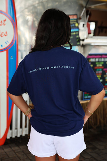 Navy Blue Colors of Seaside Rainbow Tee Where bare feet and sandy floors rule 