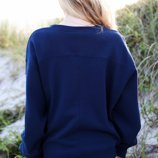 Navy Blue Old School Seaside Crew Sweatshirt The Seaside Style 30a