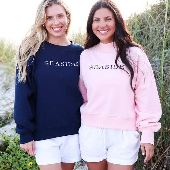 Navy Blue Old School Seaside Crew Sweatshirt The Seaside Style 30a