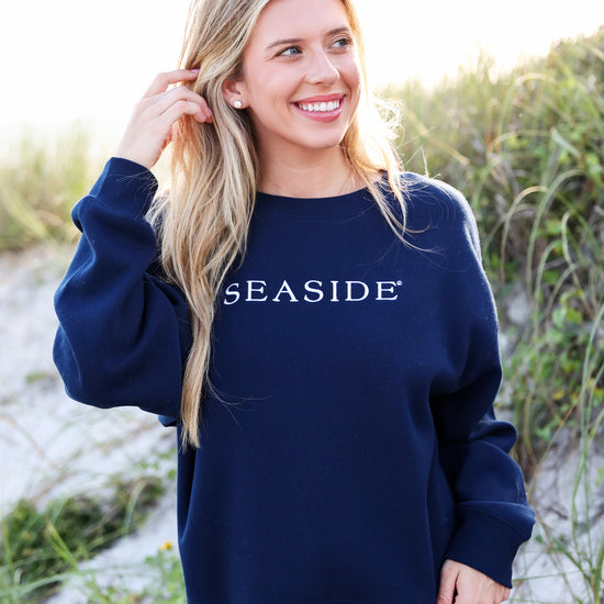 Navy Blue Old School Seaside Crew Sweatshirt The Seaside Style 30a