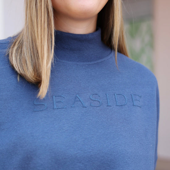 Navy Blue Seaside Mock Neck Sweatshirt The Seaside Style 30a
