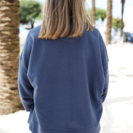Navy Blue Seaside Mock Neck Sweatshirt The Seaside Style 30a
