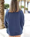 Navy Blue Seaside Mock Neck Sweatshirt The Seaside Style 30a
