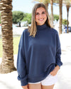 Navy Blue Seaside Mock Neck Sweatshirt The Seaside Style 30a
