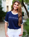 Navy Seaside Shortsleeve Sweater The Seaside Style X Ellsworth & Ivey