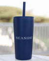 Navy Seaside Straw Tumbler The Seaside Style 30A Florida