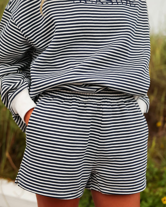 Navy Stripe Seaside Shorts The Seaside Style 30a