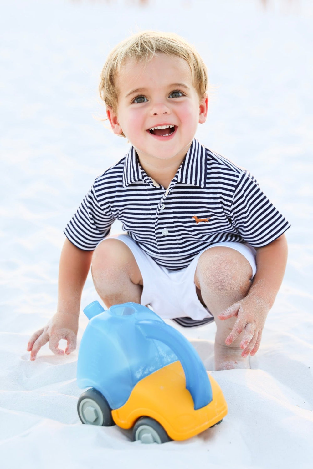 Navy and white Stripe Toddler Bud Polo