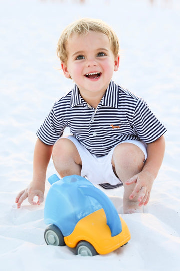 Navy and white Stripe Toddler Bud Polo