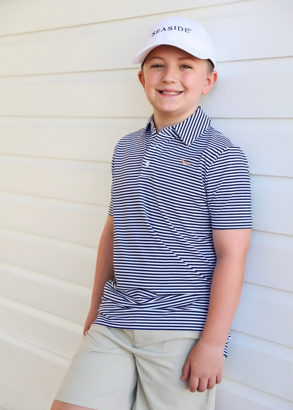 Navy Stripe Youth Bud Polo The Seaside Style The Beaufort Bonnet CO
