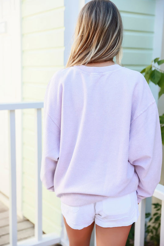 Orchid Seaside Corded Embroidered Sweatshirt Back