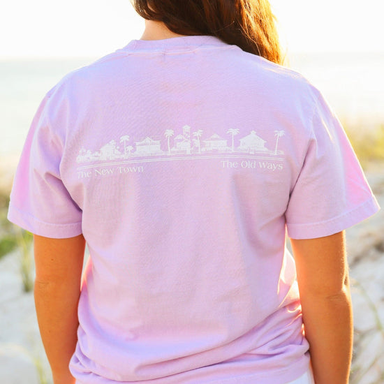 Orchid Purple Shortsleeve Unisex Seaside Tee The new town the old ways 