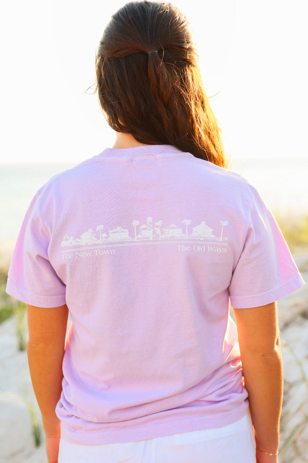 Orchid Purple Shortsleeve Unisex Seaside Tee The new town the old ways 