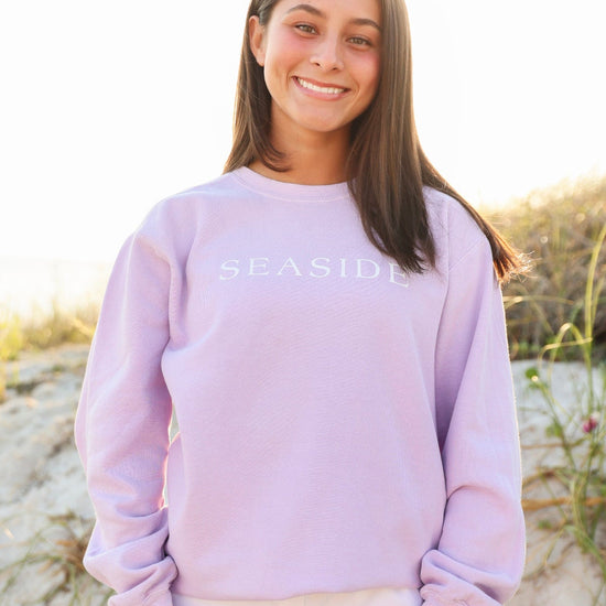 Orchid PURPLE Unisex Seaside Sweatshirt  WITH WHITE SEASIDE