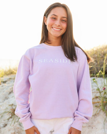 Orchid PURPLE Unisex Seaside Sweatshirt  WITH WHITE SEASIDE