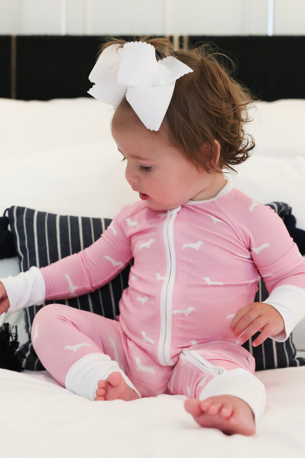 Pink Bud the Dachshund Dog Sleep Romper Uptown Baby