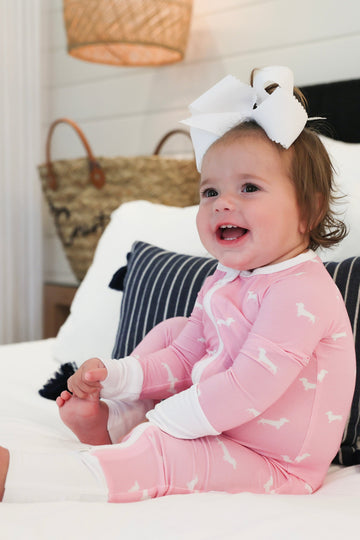 Pink Bud the Dachshund dog Sleep Romper uptown baby 