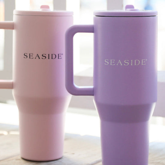 Pink Sand Blossom and orchid purple Seaside Travel Tumbler-2