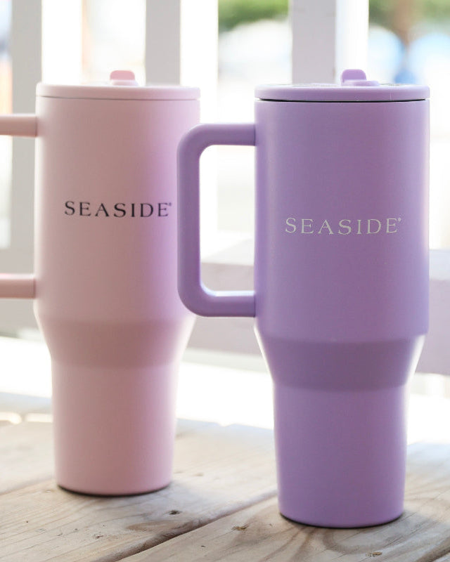 Pink Sand Blossom and orchid purple Seaside Travel Tumbler-2