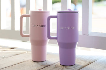 Pink Sand Blossom and orchid purple Seaside Travel Tumbler-2