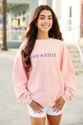 Pink Seaside Corded Embroidered Sweatshirt