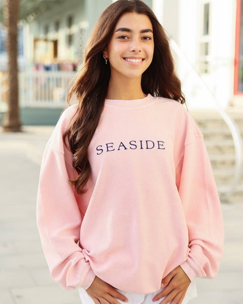 Pink Seaside Corded Embroidered Sweatshirt – The Seaside Style
