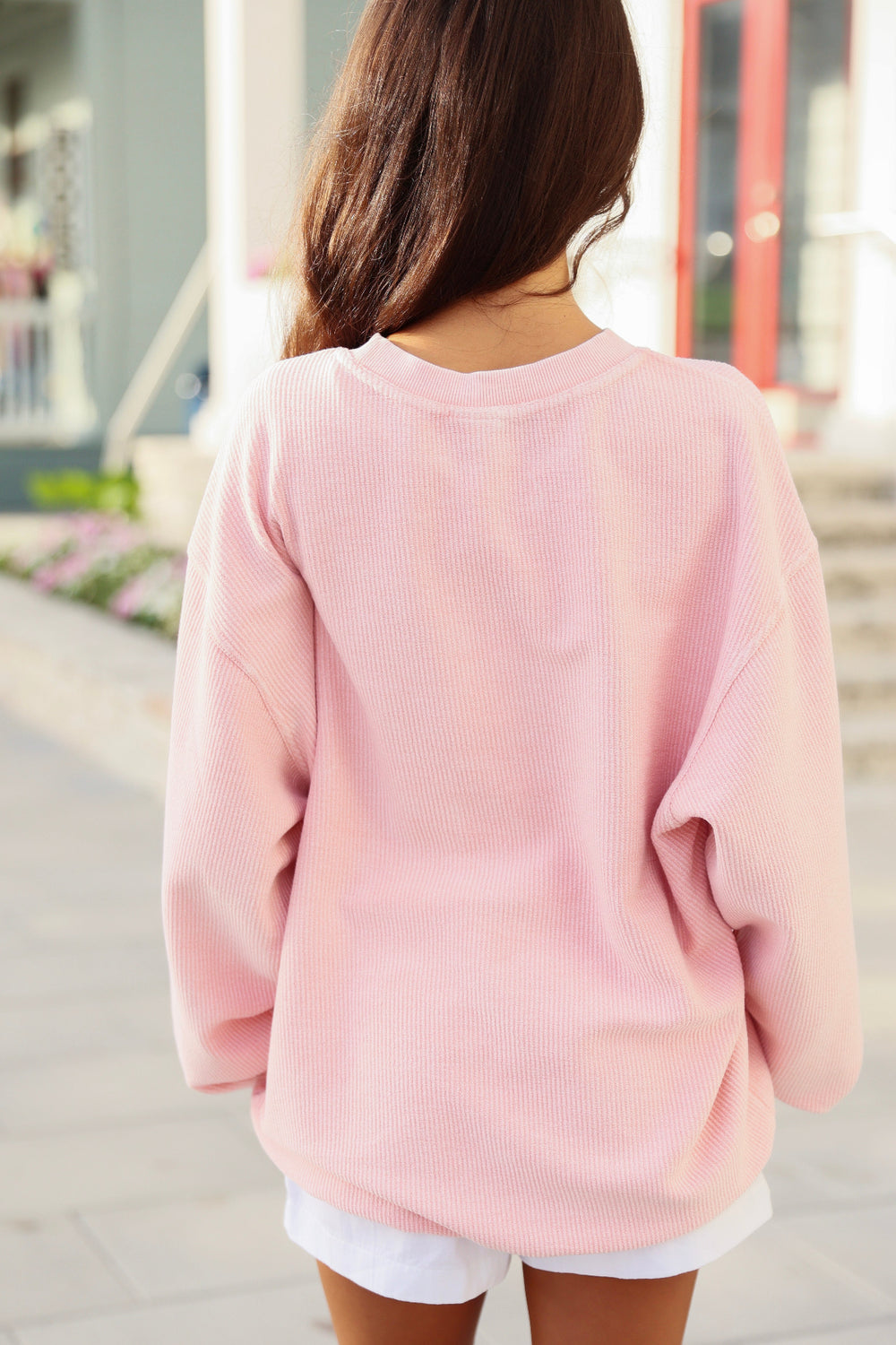 Pink Seaside Corded Embroidered Sweatshirt