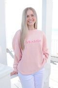 Pink Seaside Corded Embroidered Sweatshirt