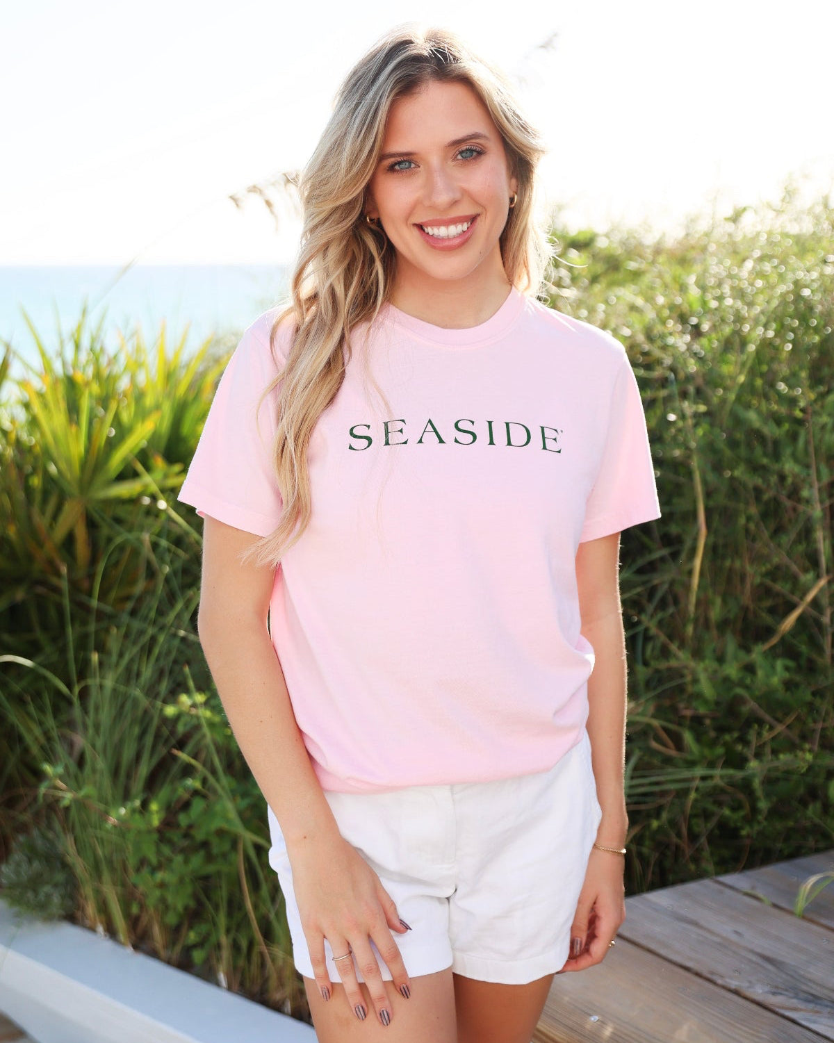 Pink Shortsleeve Unisex Seaside Tee