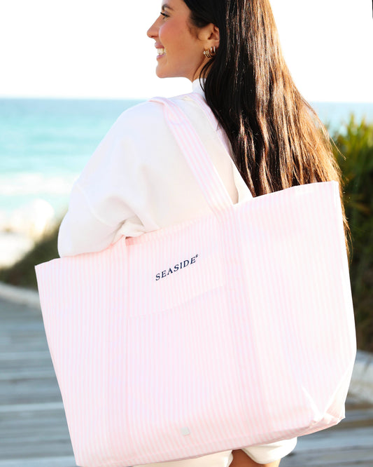 Pink Stripe Seaside Jumbo Tote The Seaside Style TRVL 30A