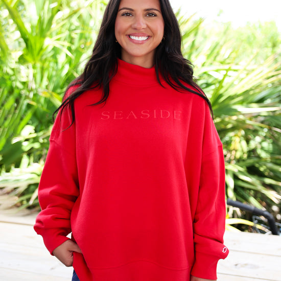 Red Seaside Mock Neck Sweatshirt 30A The Seaside Style