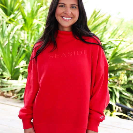 Red Seaside Mock Neck Sweatshirt 30A The Seaside Style