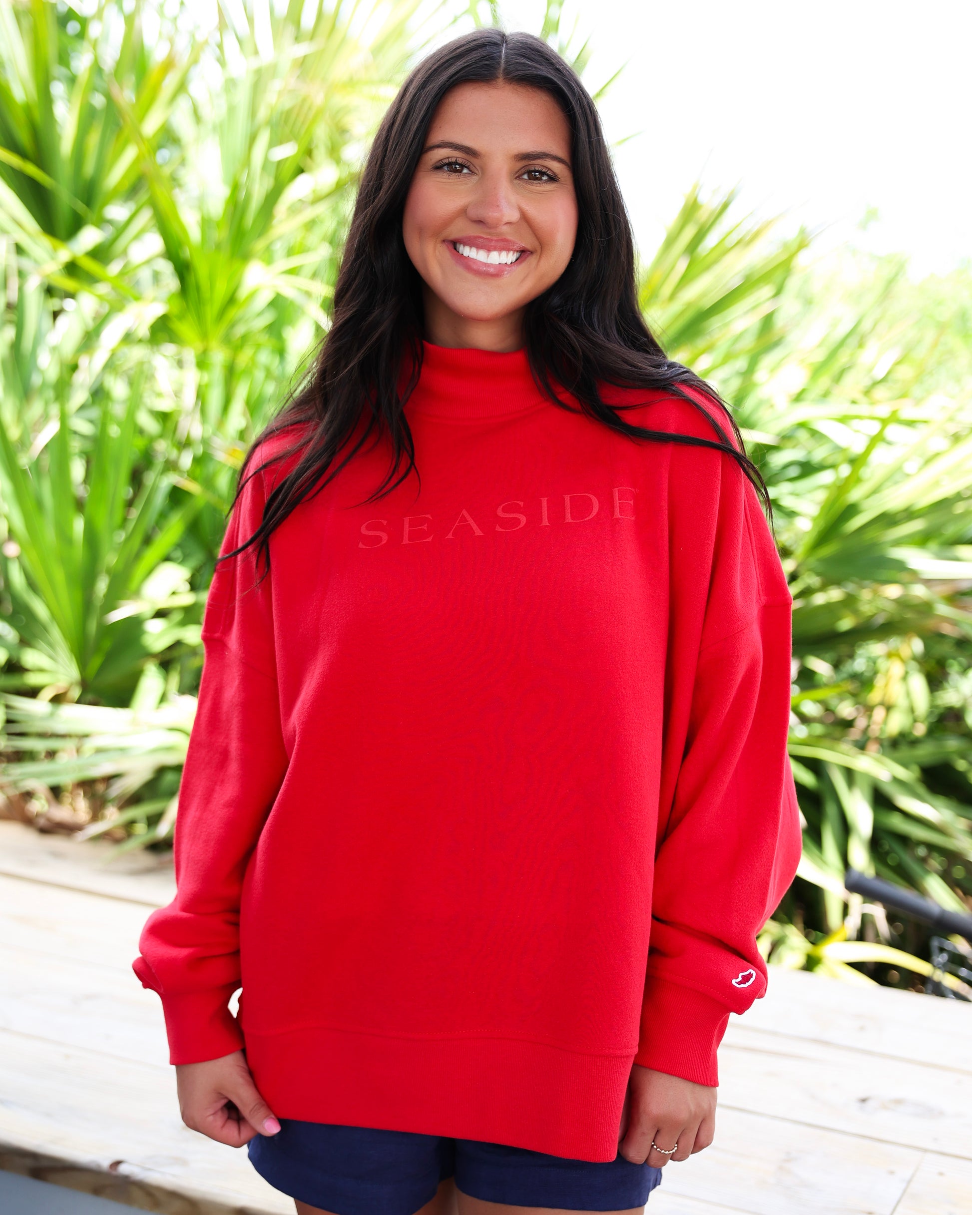 Red Seaside Mock Neck Sweatshirt 30A The Seaside Style