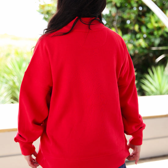 Red Seaside Mock Neck Sweatshirt 30A The Seaside Style