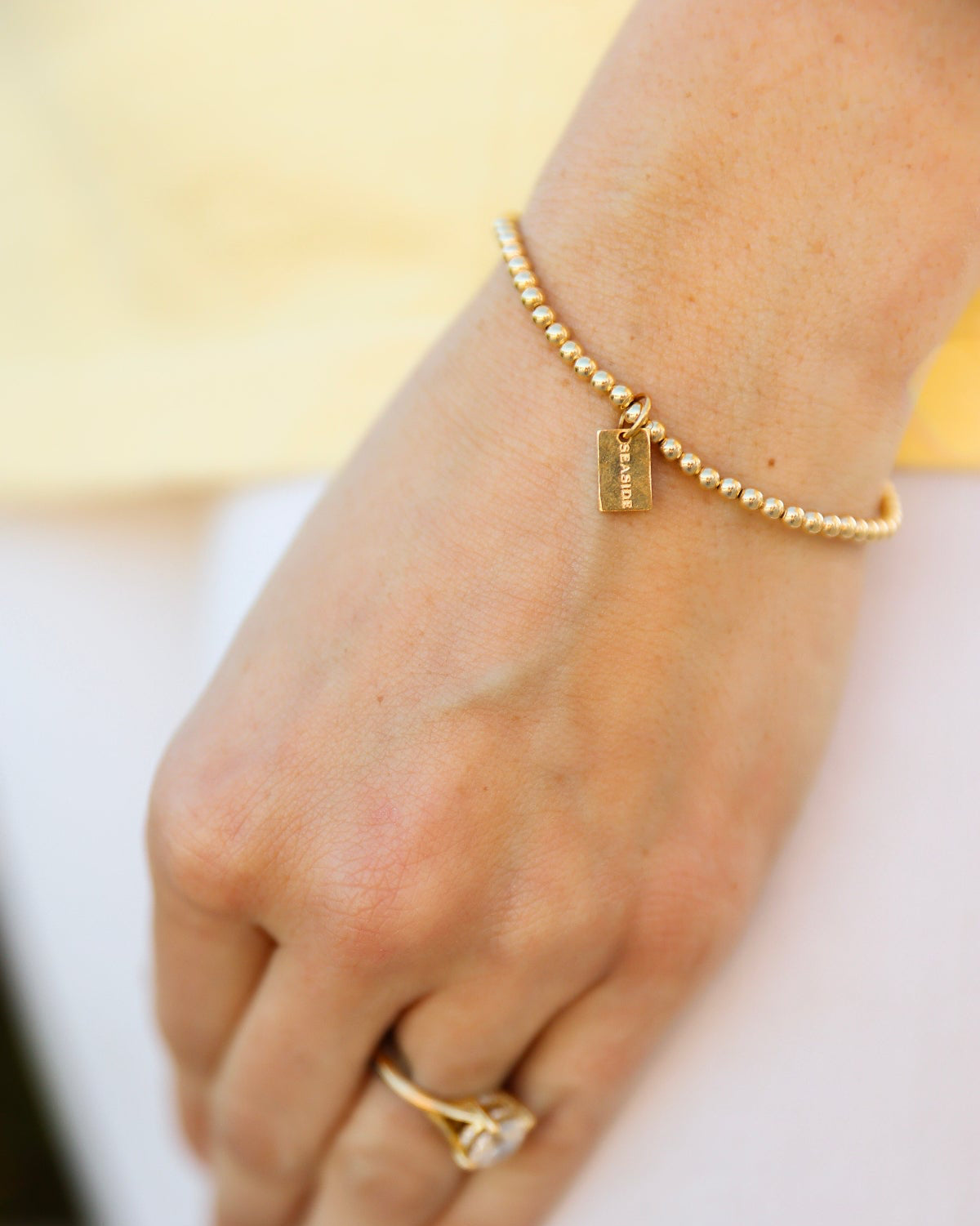 The Seaside Style Classic 3mm Gold Bracelet with Seaside Tag