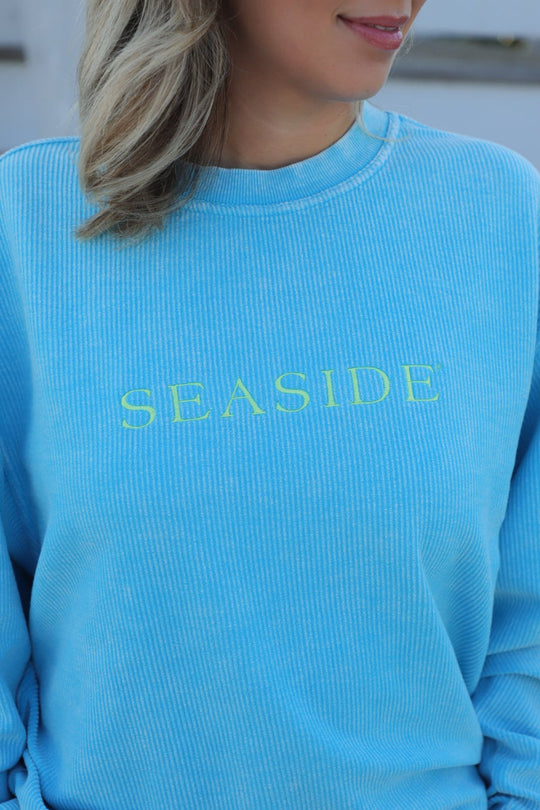 Salty Blue Seaside Corded Crew