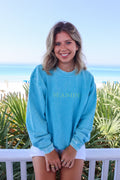 Salty Blue Seaside Corded Crew