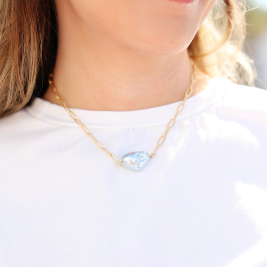 Sarah Pearl Necklace Chambray Seaside Florida 30A 