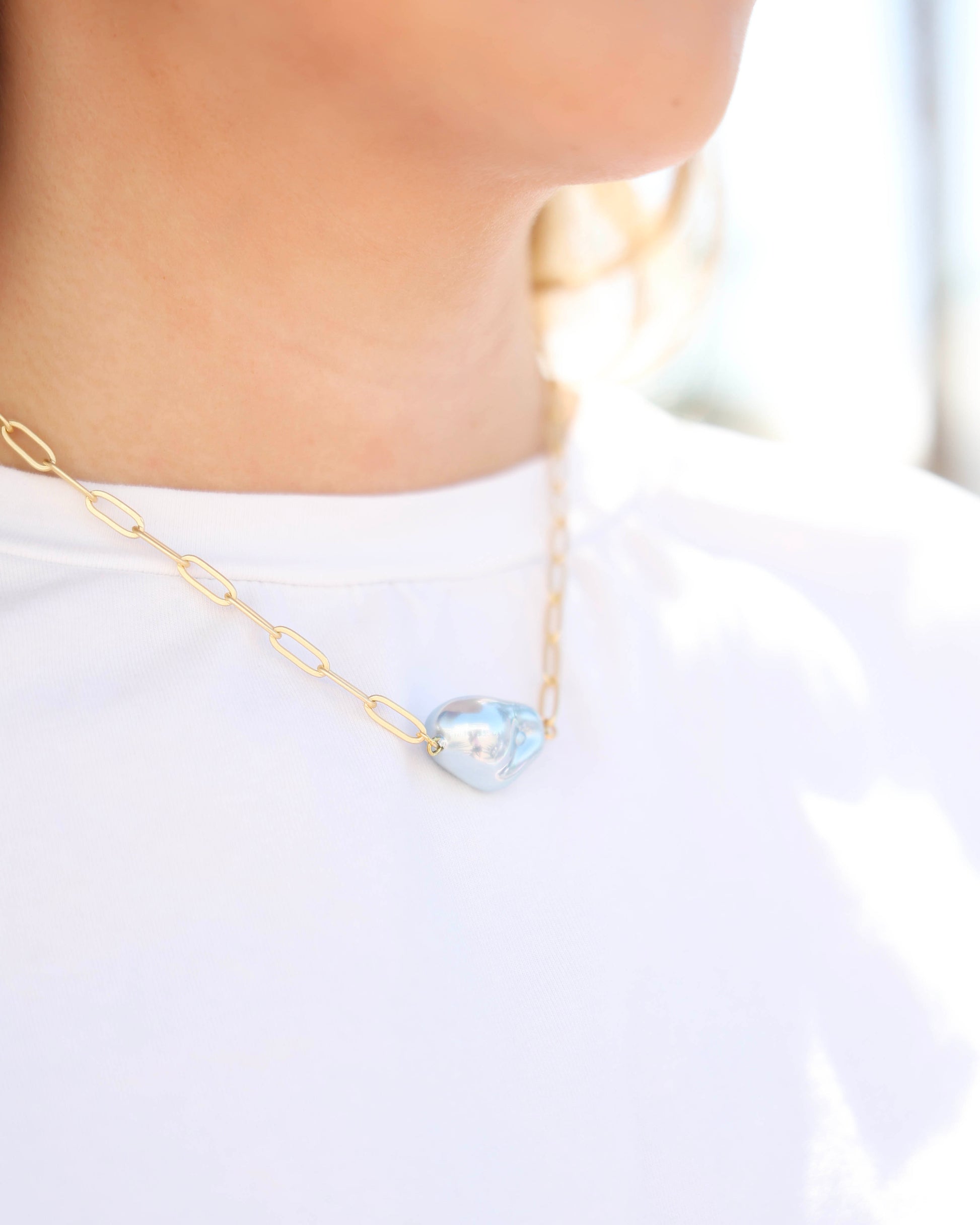Sarah Pearl Necklace Chambray Seaside Florida 30A