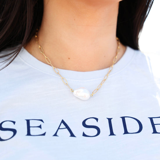 Sarah Pearl Necklace White Seaside florida 30A Jewelry
