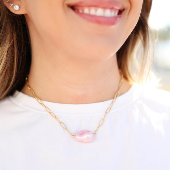 Pink Blossom Pearl Necklace Seaside Floirda 30A Jewelry