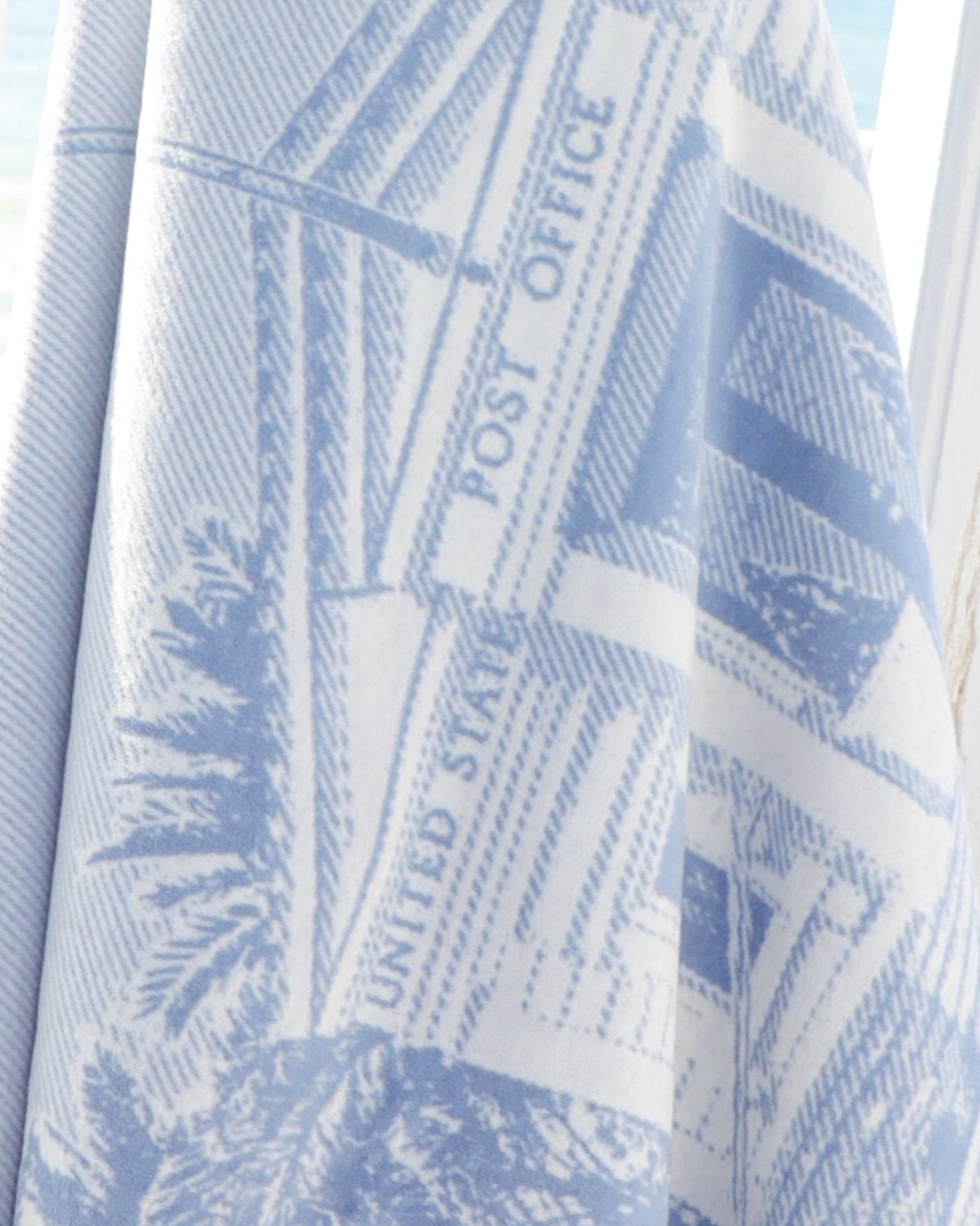 Blue and White Seaside Post Office ChappyWrap Blanket 
