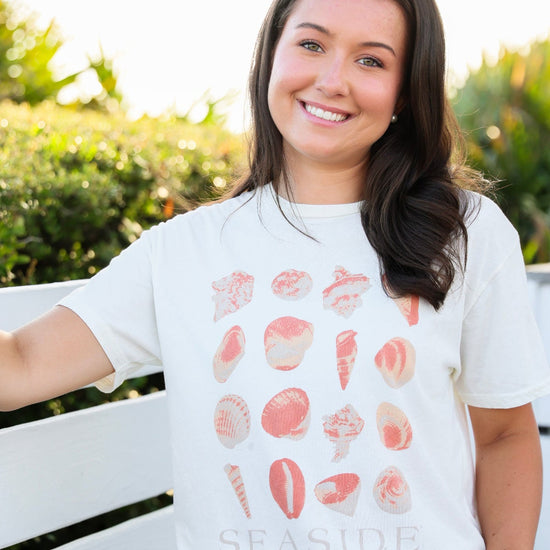 Seaside Shell Tee Peach Orange Shells 